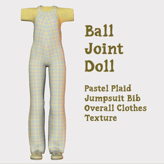 Picture of Pastel Plaid Bib Overall Texture for Ball Joint Doll