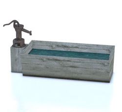 Old West Water Trough and Pump Model with Movements