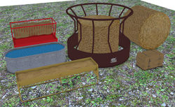 Farm Hay, Livestock Feeders and Water Trough Models