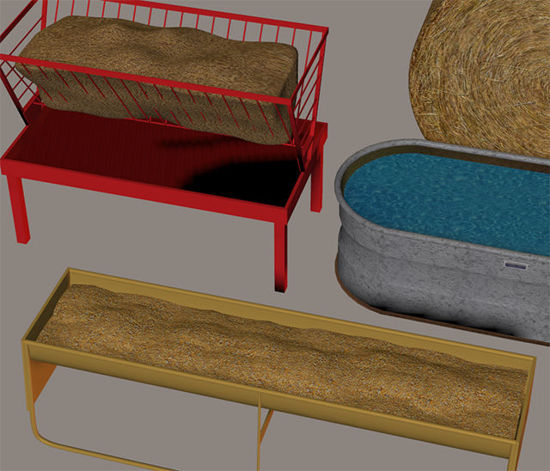 Picture of Farm Hay, Livestock Feeders and Water Trough Models