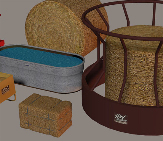 Picture of Farm Hay, Livestock Feeders and Water Trough Models