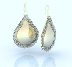 Gold and Diamond Teardrop Earring Jewelry Props