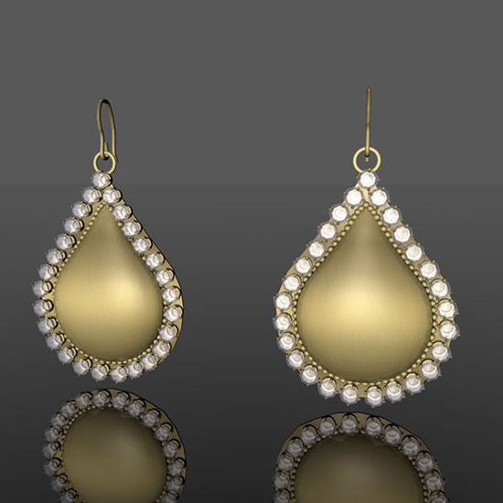 Picture of Gold and Diamond Teardrop Earring Jewelry Props