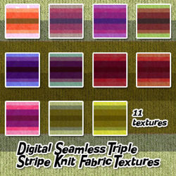 Digital Seamless Triple Stripe Knit Fabric Textures