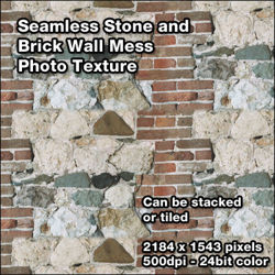 Seamless Stone and Brick Wall Mess Photo Texture