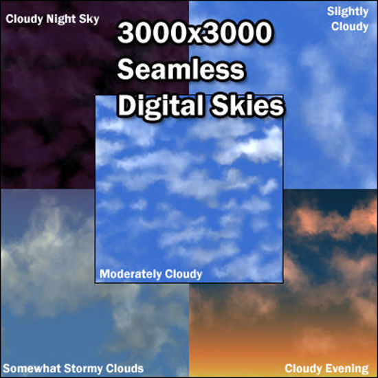 Picture of Digital Seamless Cloudy Sky Textures - 3000x3000 pixels