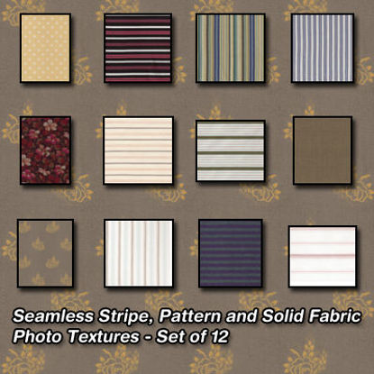 Picture of Seamless Striped, Solid and Pattern Fabric Photo Textures - Set of 12