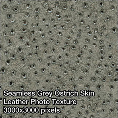 Picture of Seamless Leather Photo Textures - 3000x3000 pixels - Grey-Ostrich-Leather