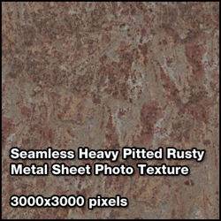 Seamless Metal Photo Texture Set - 3000x3000 Pixels - Heavy-Pitted-Rusty-Metal-Sheet