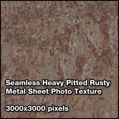 Picture of Seamless Metal Photo Texture Set - 3000x3000 Pixels - Heavy-Pitted-Rusty-Metal-Sheet