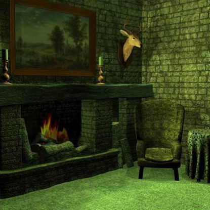 Picture of A Cozy Fireplace Corner Scene - Optional Lights