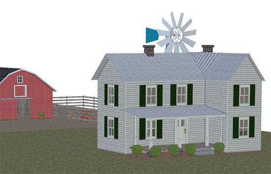 Picture of Mega Size Farm Scene with Farmhouse and Barn