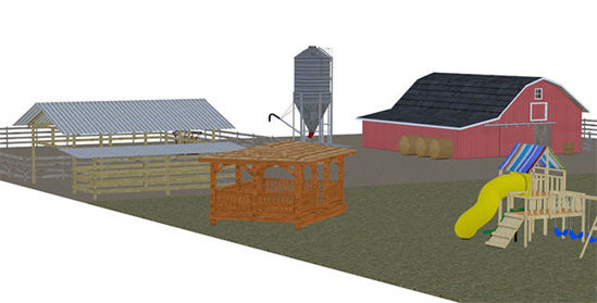 Picture of Mega Size Farm Scene with Farmhouse and Barn