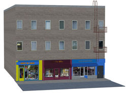 3 Store Building and Streets City Scene