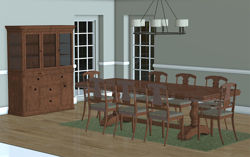 Formal Dining Room Scene with Movable Furniture - Poser and DAZ Studio Format