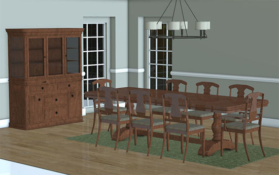Picture of Formal Dining Room Scene with Movable Furniture - Poser and DAZ Studio Format
