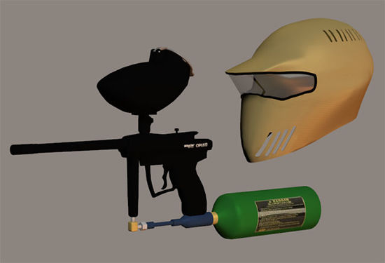 Picture of Paintball Gun and Helmet Models
