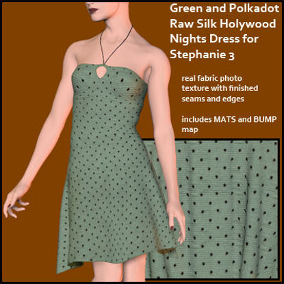 Picture of Green Polkadot Raw Silk Hollywood Nights Dress for Stephanie 3