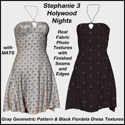 Picture of Gray Geometric and Black Flordela Dress Textures for the Stephanie 3 Hollywood Nights Dress