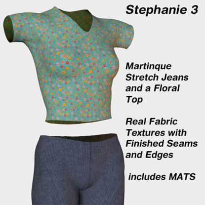 Picture of Green Floral and Stretch Denim Martinique Outfit for Stephanie 3