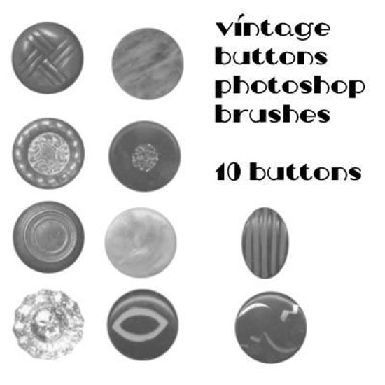 Picture of Vintage Buttons Photoshop Brushes and PNG Pack