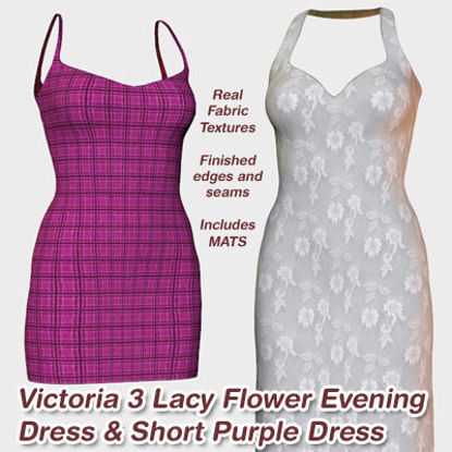 Picture of Victoria 3 Lacy Flower Evening and Short Purple Dresses