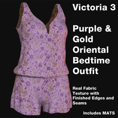 Picture of Victoria 3 Purple and Gold Oriental Bedtime Outfit