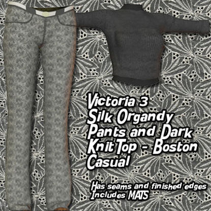 Picture of Victoria 3 Silk Organdy Pants and Dark Knit Top