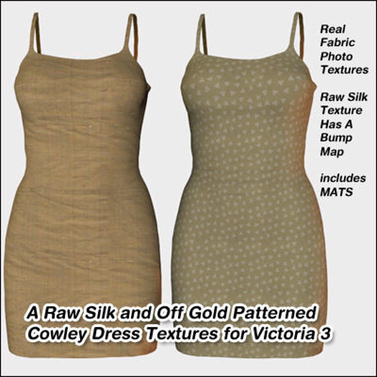 Picture of A Raw Silk and Off Gold Patterned Cowley Dress Textures for Victoria 3