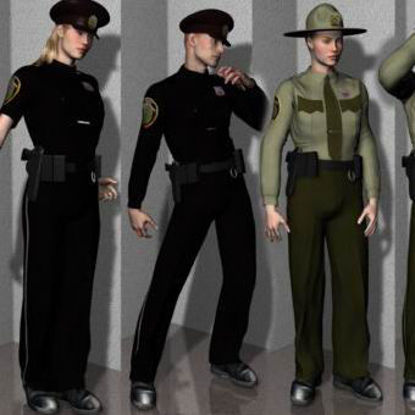 Picture of Female Police Cop Uniform for Multiple Figures - Poser / DAZ 3D (AM, M3, David, V3, V3 Rubanesque, SP3)
