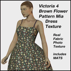Brown with Flowers Mia Dress Texture for Victoria 4