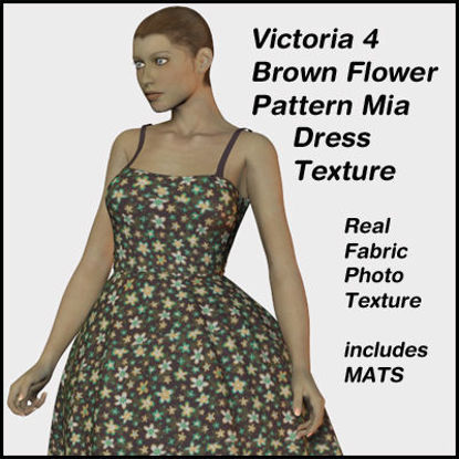 Picture of Brown with Flowers Mia Dress Texture for Victoria 4