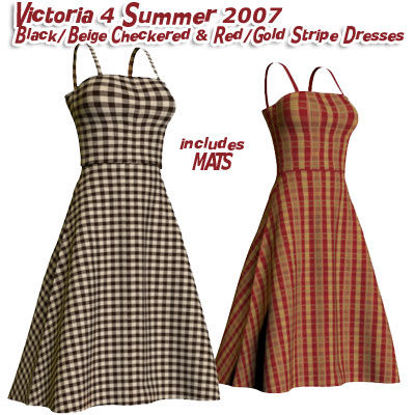 Picture of Black/Beige Checkered & Red/Gold Stripe Dresses for Victoria 4