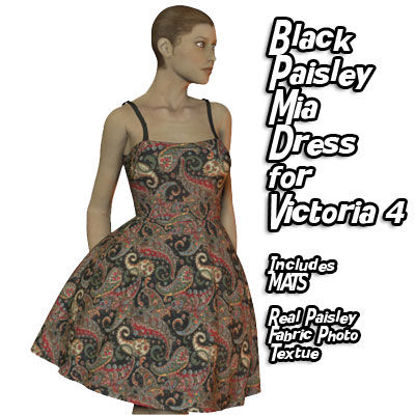 Picture of Black Paisley Print Mia Dress for Victoria 4