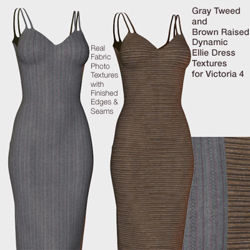 Gray Tweed and Brown Raised Dynamic Ellie Dress Textures for Victoria 4