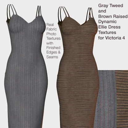 Picture of Gray Tweed and Brown Raised Dynamic Ellie Dress Textures for Victoria 4