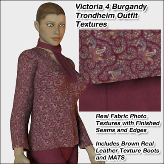 Picture of Burgundy Trondheim Outfit Textures for Victoria 4