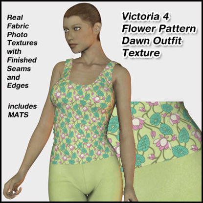 Picture of Green Flower Pattern Dawn Outfit Textures for Victoria 4