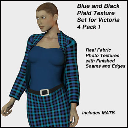 Picture of Black and Blue Plaid Set for the Victoria 4 Clothing Pack 1