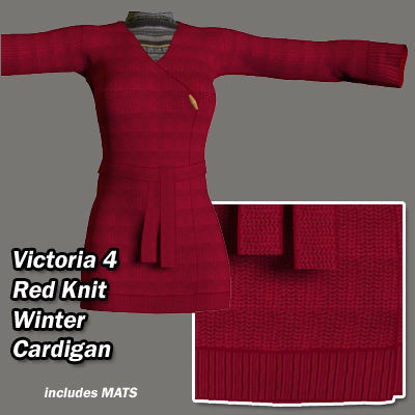 Picture of Red Knit Winter Cardigan for Victoria 4