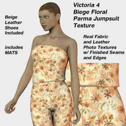 Beige Floral Parma Jumpsuit Texture for Victoria 4