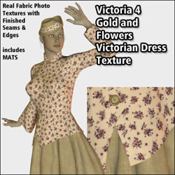 Gold and Floral Victorian Dress Textures for Victoria 4