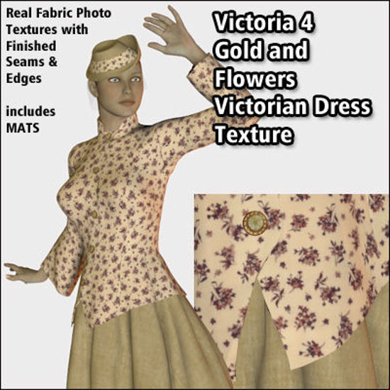 Picture of Gold and Floral Victorian Dress Textures for Victoria 4