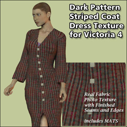 Picture of Dark Pattern and Striped Coat Dress Texture for Victoria 4