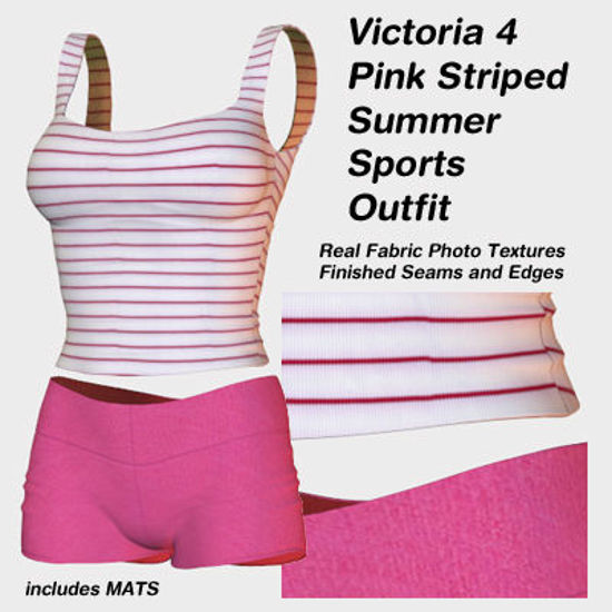 Picture of Pink Striped Summer Sports Outfit for Victoria 4