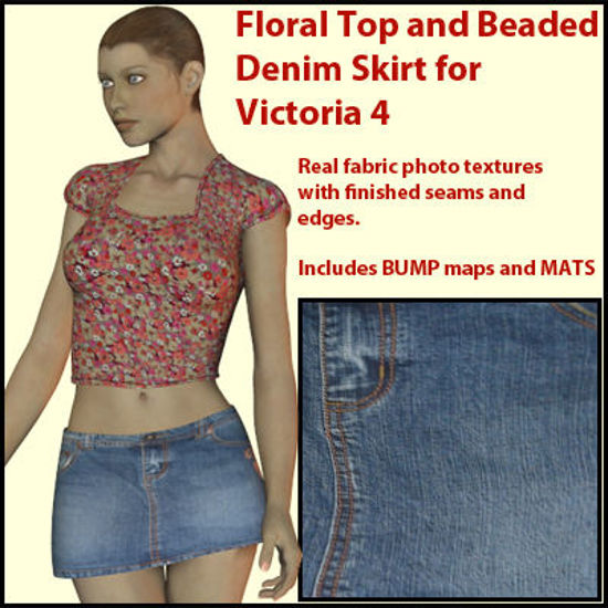 Picture of Floral Top and Denim Skirt for DAZ Victoria 4