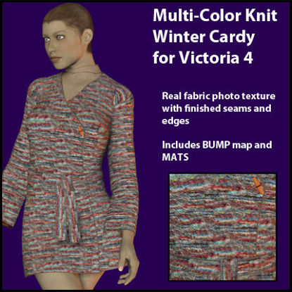 Picture of Multi-Color Knit Winter Cardy for DAZ Victoria 4 - WinterCardy-V4