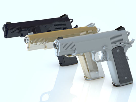 Picture of Three .45 Pistol Models - Dark, Silver and Gangsta with Silencers - Poser and DAz Studio Format