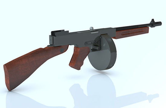 Picture of Thompson "Tommy" Sub-Machine Gun Model in Poser / DAZ Studio Format