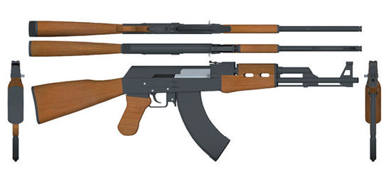 Picture of AK-47 Rifle Weapon Model - Poser and DAZ Studio Format